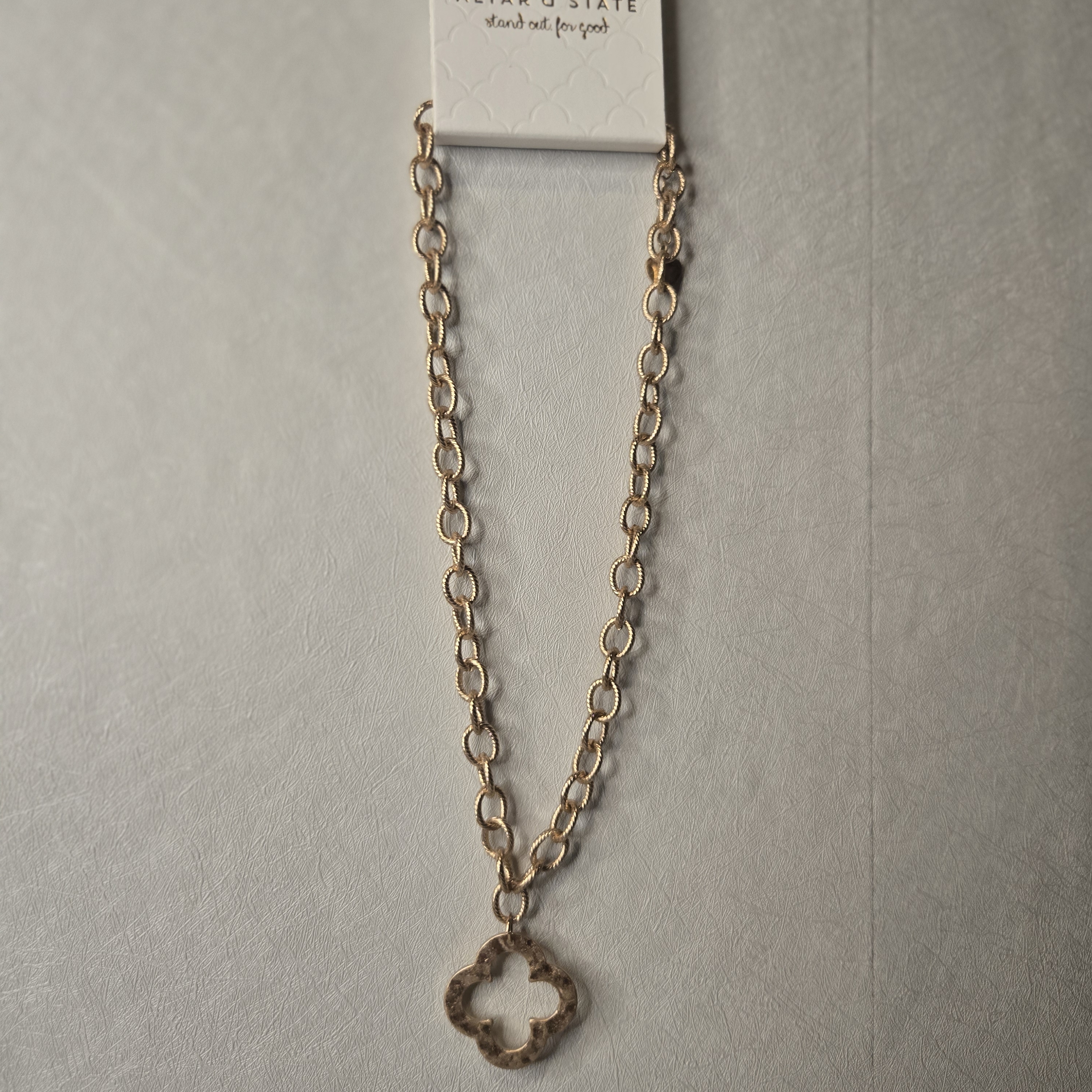 Altar'd State Gold Necklace With Clover Pendant